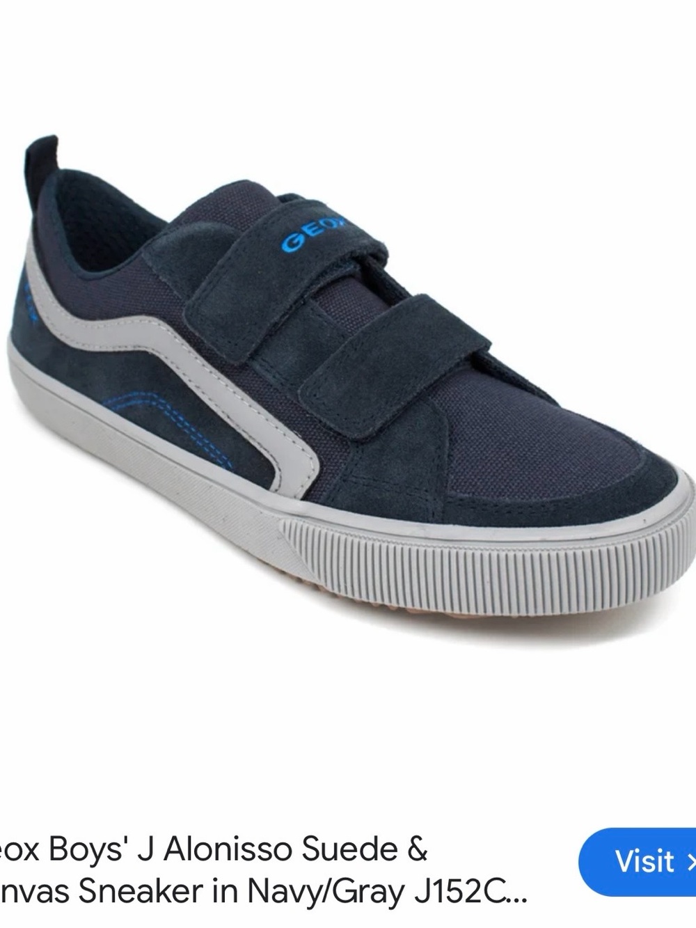Geox Navy & Gray Boys' Velcro Suede Canvas Sneaker